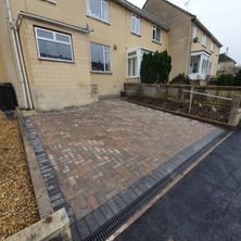 Golden brindle block paved driveway with charcoal edging